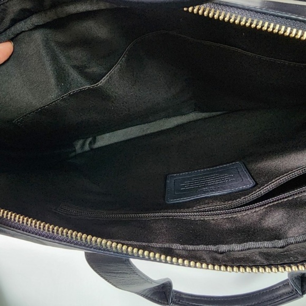 Coach Metropolitan Slim Briefcase Grey Black Leather Laptop Bag Messenger - Picture 6 of 14